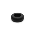 Black silicone sport fucker muscle cockring with smooth matte finish and embossed text on the outer edge