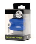 Blue silicone ball stretcher in retail packaging from sport fucker muscle collection for muscle support use