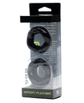 Black silicone sport flogger with green logo on packaging from sport fucker revolution combo set
