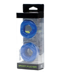 Blue plastic mouthguard in clear packaging with black and green sport fucker revolution combo set branding