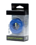 Blue silicone sport flogger ring stretcher in clear packaging for enhanced comfort and durability