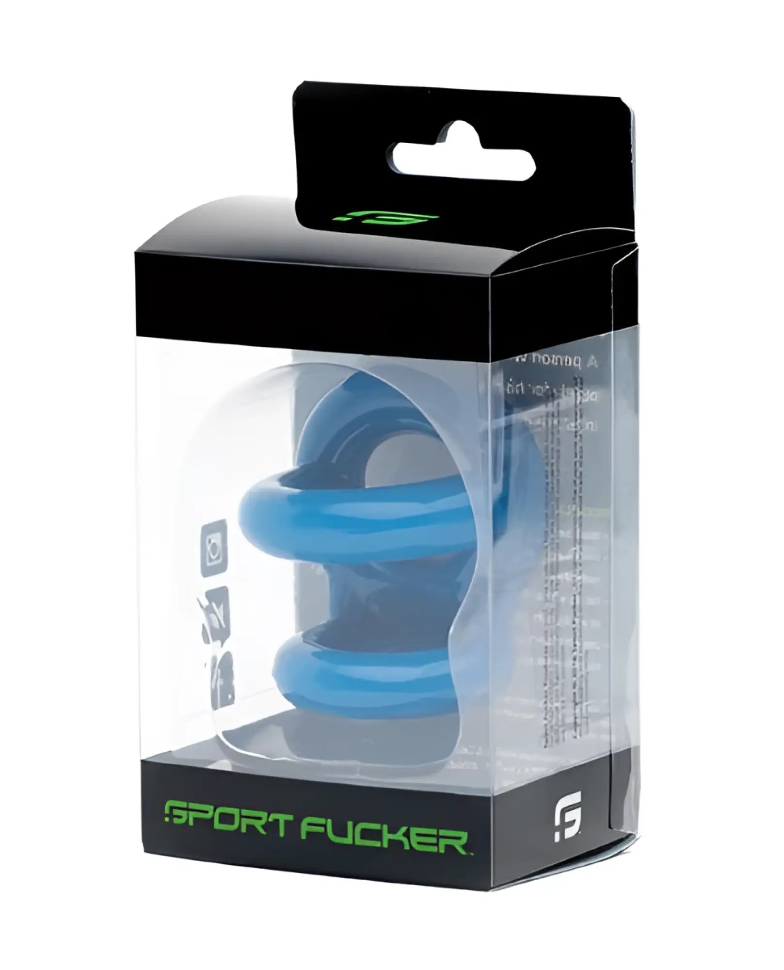 Blue silicone sport fucker ring in clear packaging designed for comfortable athletic use