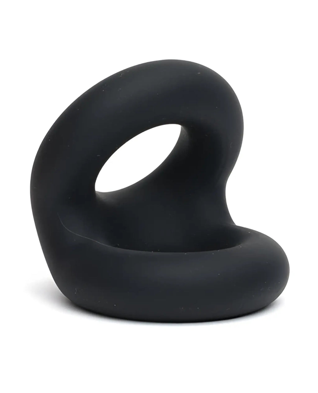 Black silicone sport fucker rugby ring with smooth rounded design and open center for comfortable wear