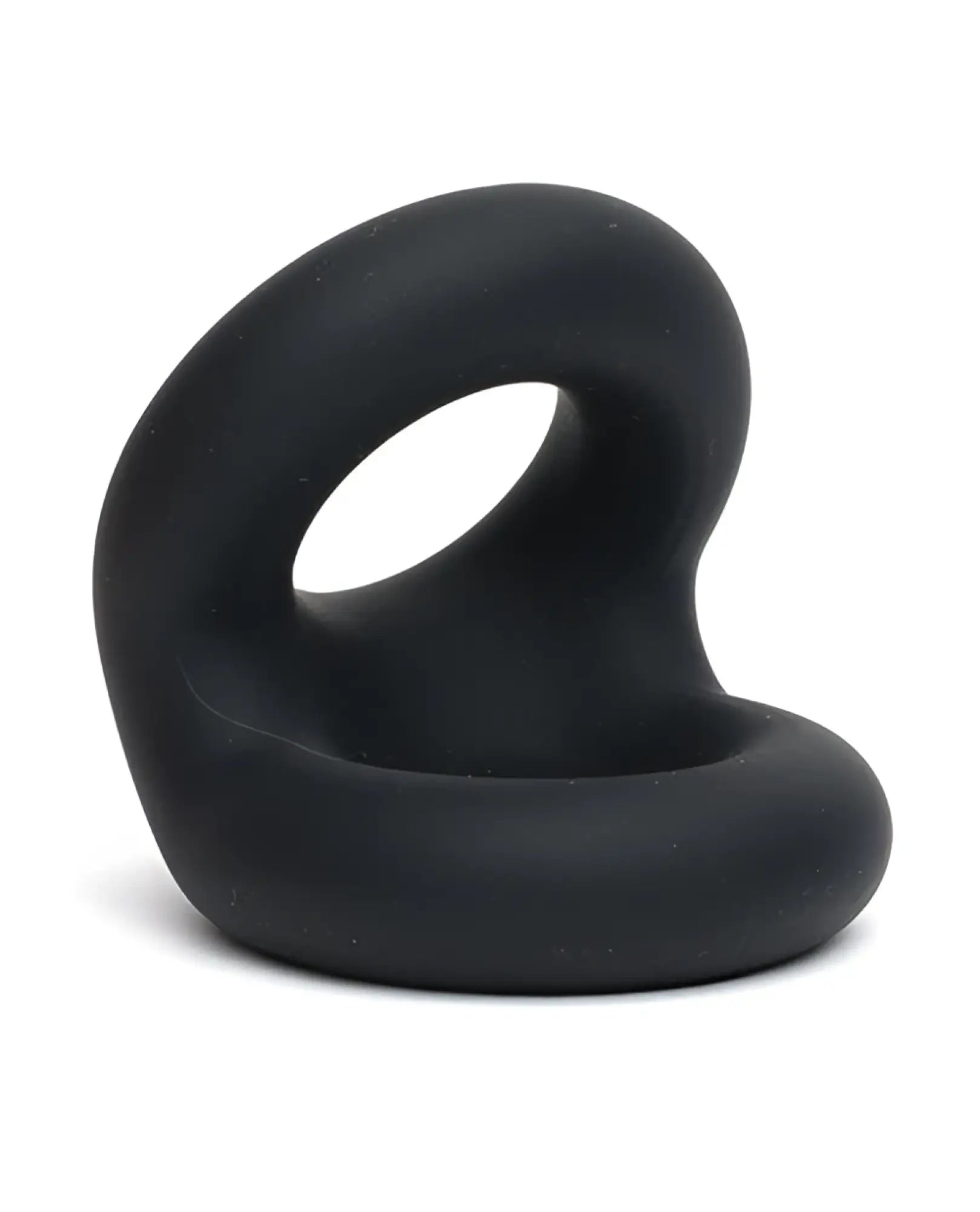 Black silicone sport fucker rugby ring with smooth rounded design and open center for comfortable wear