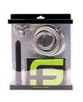 Sport fucker shower kit 6 inch black with silver coiled metal hose black handle and chrome fittings in neon green packaging
