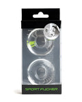 Clear plastic sport stacker ring with neon green accent and black branding for active wear use