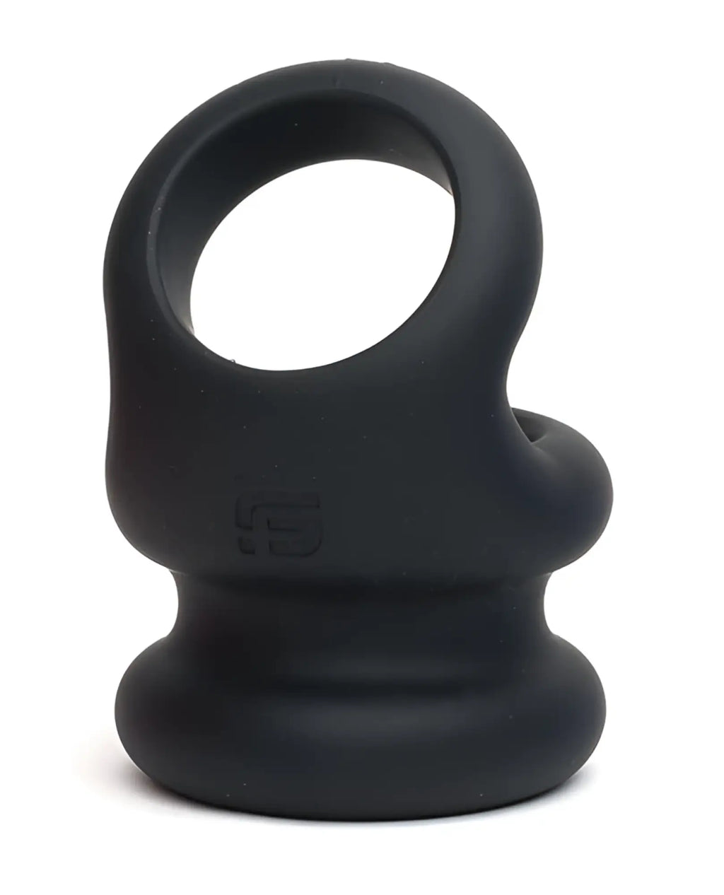 Black silicone sport fucker switch hitter ring with textured ergonomic design and subtle embossed brand logo on the side