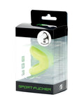 Bright lime green silicone mouth guard in black and transparent sport fucker packaging for training use