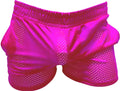 Vibrant fuchsia sports mesh shorts with a snug elastic waistband made of breathable mesh material