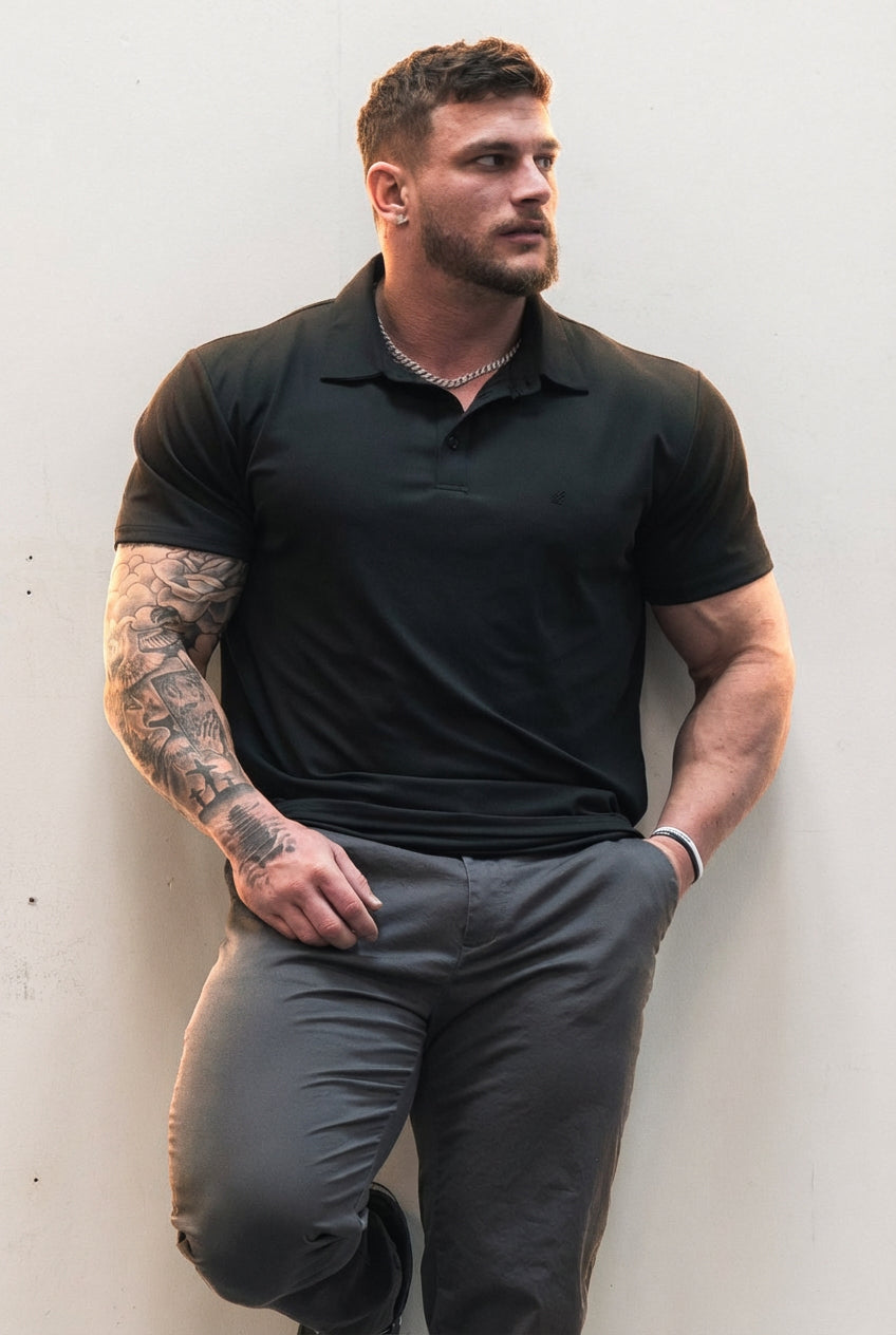 Jed North Men's Fast-Dry Polo T-Shirt - Black