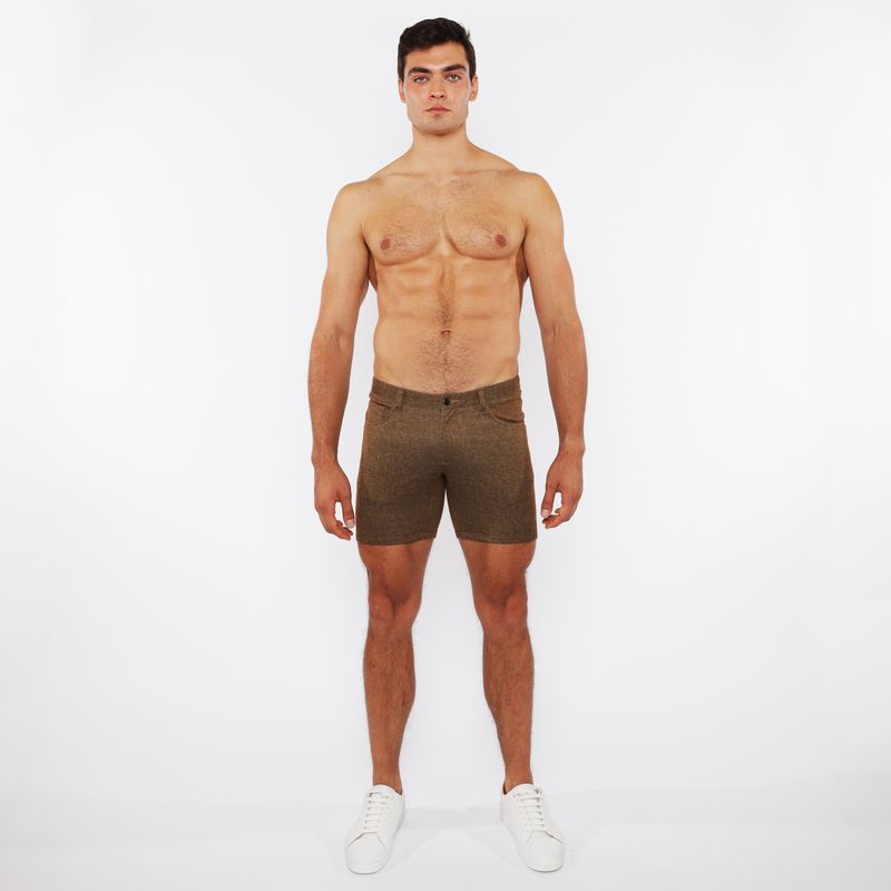 SHORTS AUS GEWASCHENEM DENIM MIT STRETCH-STRICK