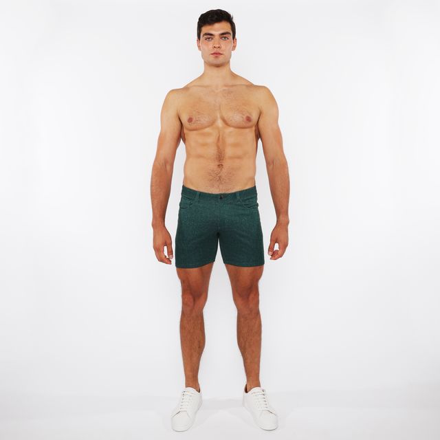 WASHED DENIM STRETCH KNIT SHORT