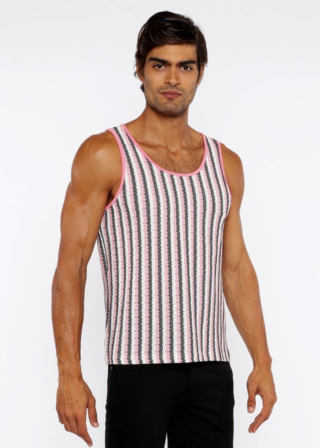 CAMISETA DE PUNTO ABIERTA CON RAYAS