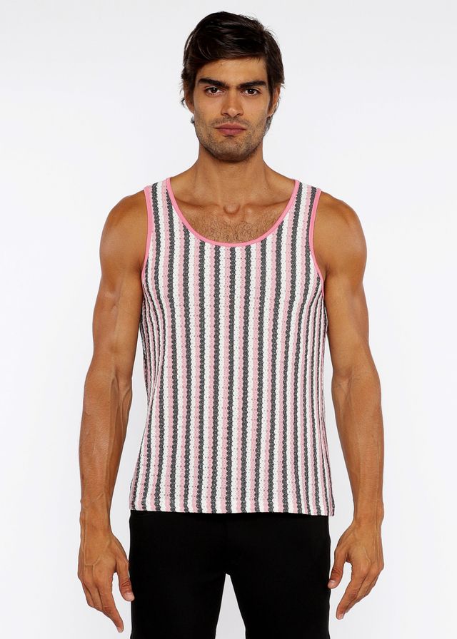 CAMISETA DE PUNTO ABIERTA CON RAYAS