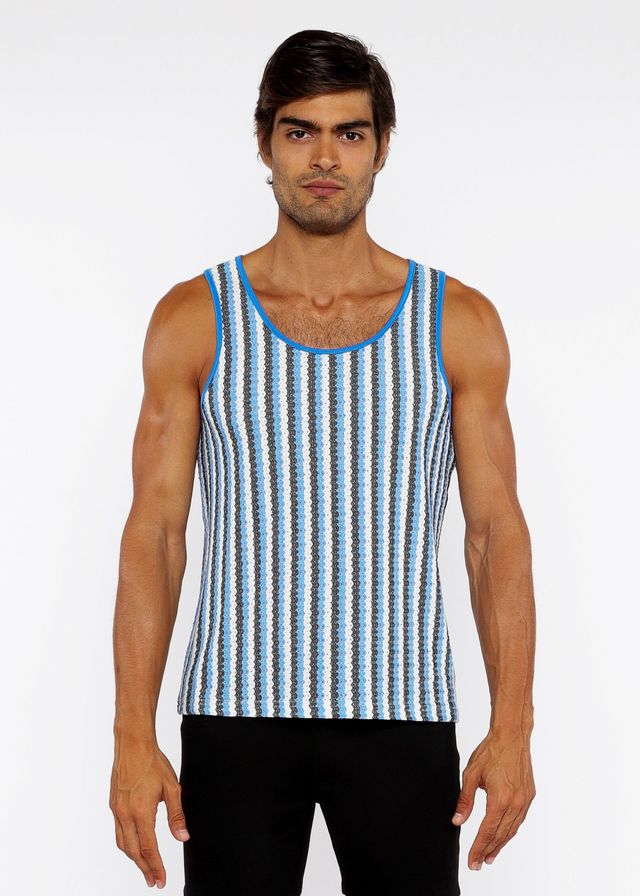 CAMISETA DE PUNTO ABIERTA CON RAYAS