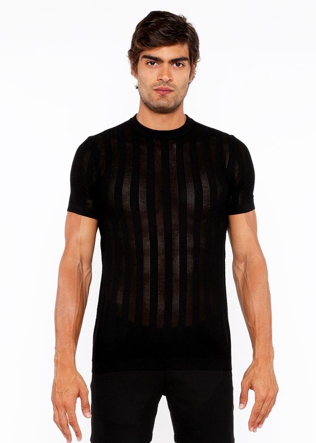 CAMISETA DE PUNTO ABIERTO CON TEXTURA Y CUELLO REDONDO