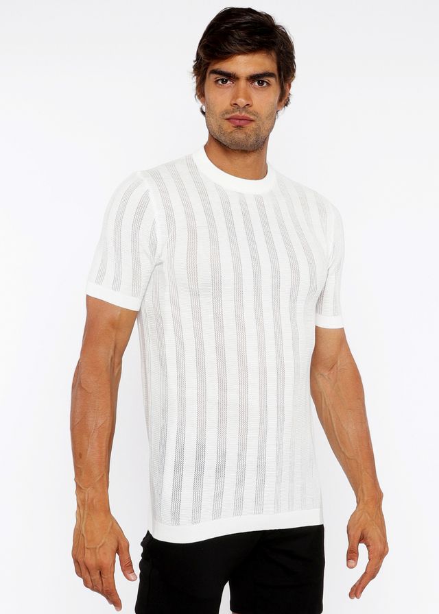 CAMISETA DE PUNTO ABIERTO CON TEXTURA Y CUELLO REDONDO