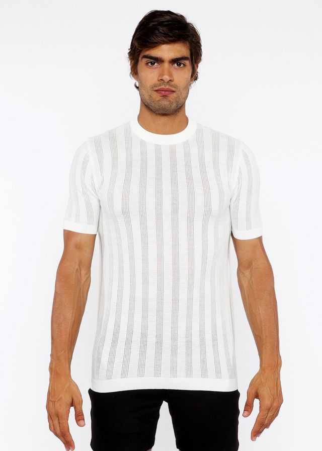 CAMISETA DE PUNTO ABIERTO CON TEXTURA Y CUELLO REDONDO