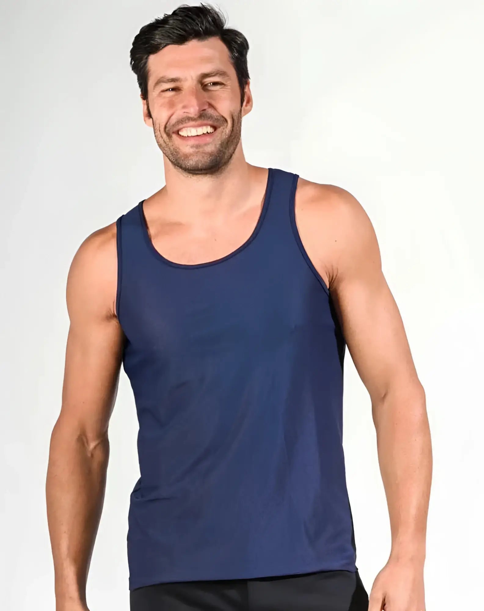 Navy blue sleeveless airflex mesh performance tank top shirt in size medium for active wear
