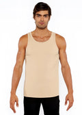Beige rib modal tank sleeveless top with a fitted design perfect for casual and layered wear