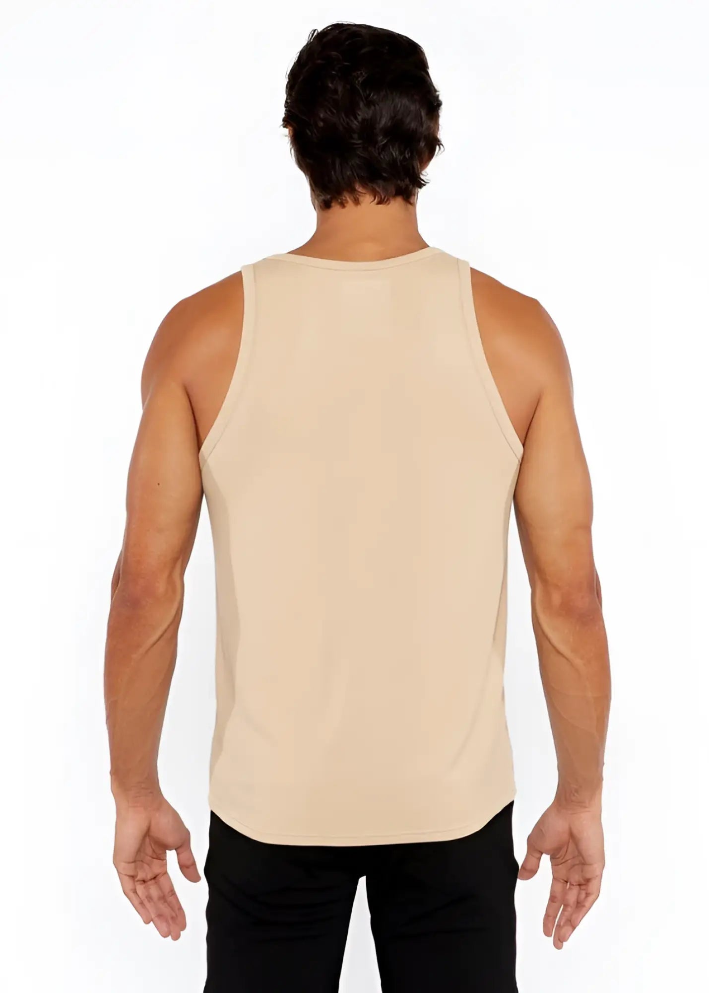 Beige rib modal tank with a sleeveless fitted design perfect for casual and layering wear