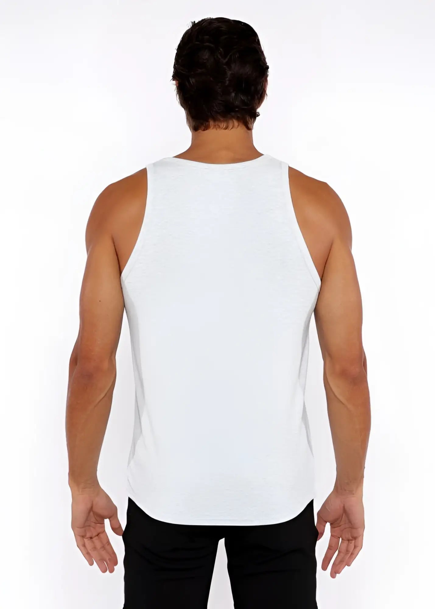 A white rib modal tank top with a sleeveless fitted design perfect for casual and layering use