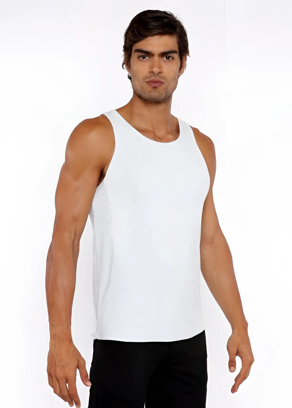 White rib modal tank sleeveless fitted tank top made from soft ribbed modal fabric for casual wear