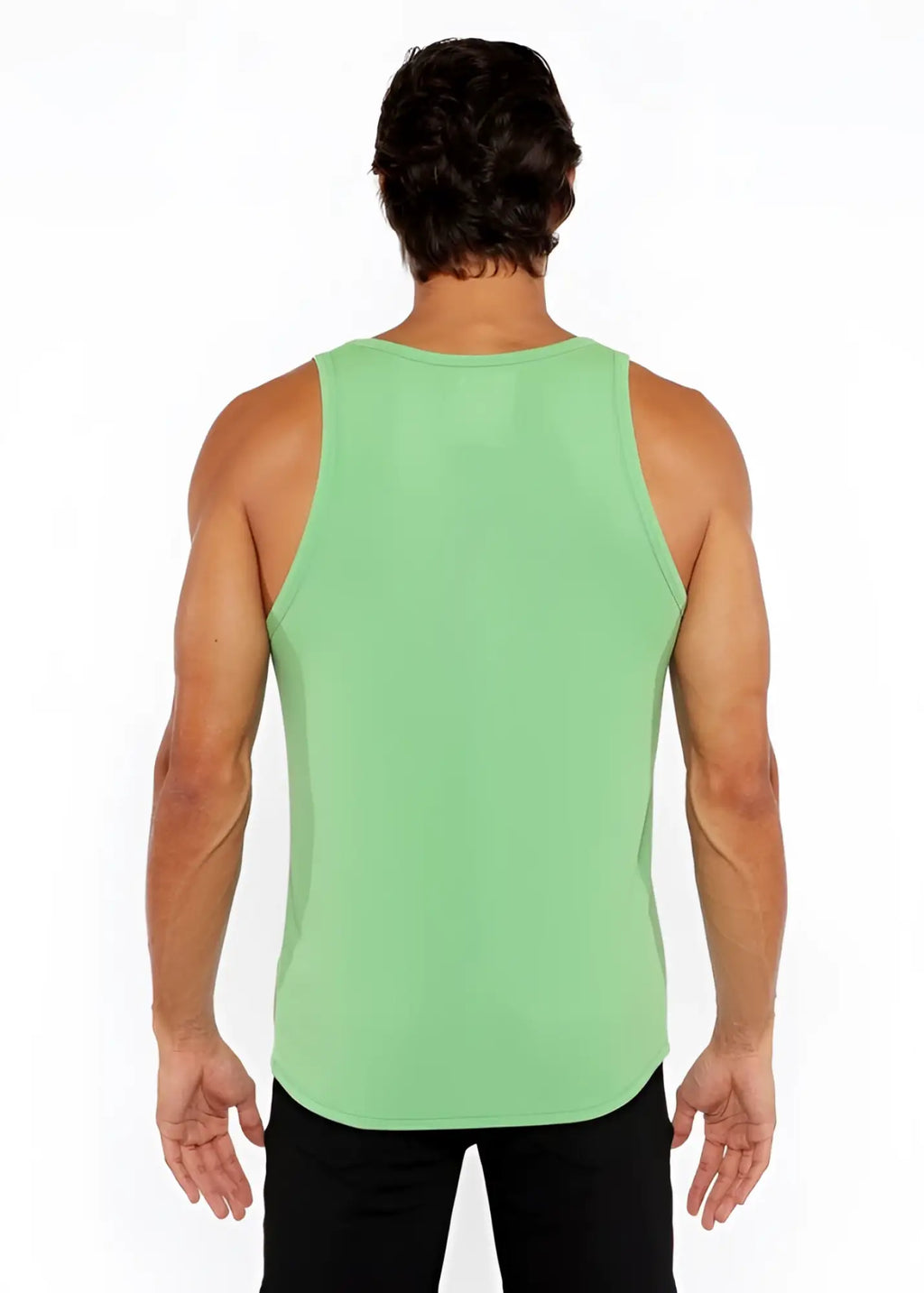 A solid light green rib modal tank top with sleeveless design and rounded neckline for casual wear