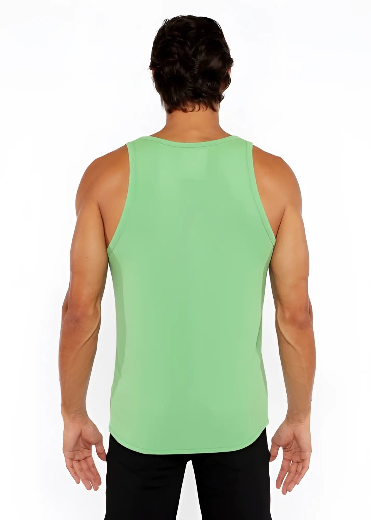A solid light green rib modal tank top with sleeveless design and rounded neckline for casual wear
