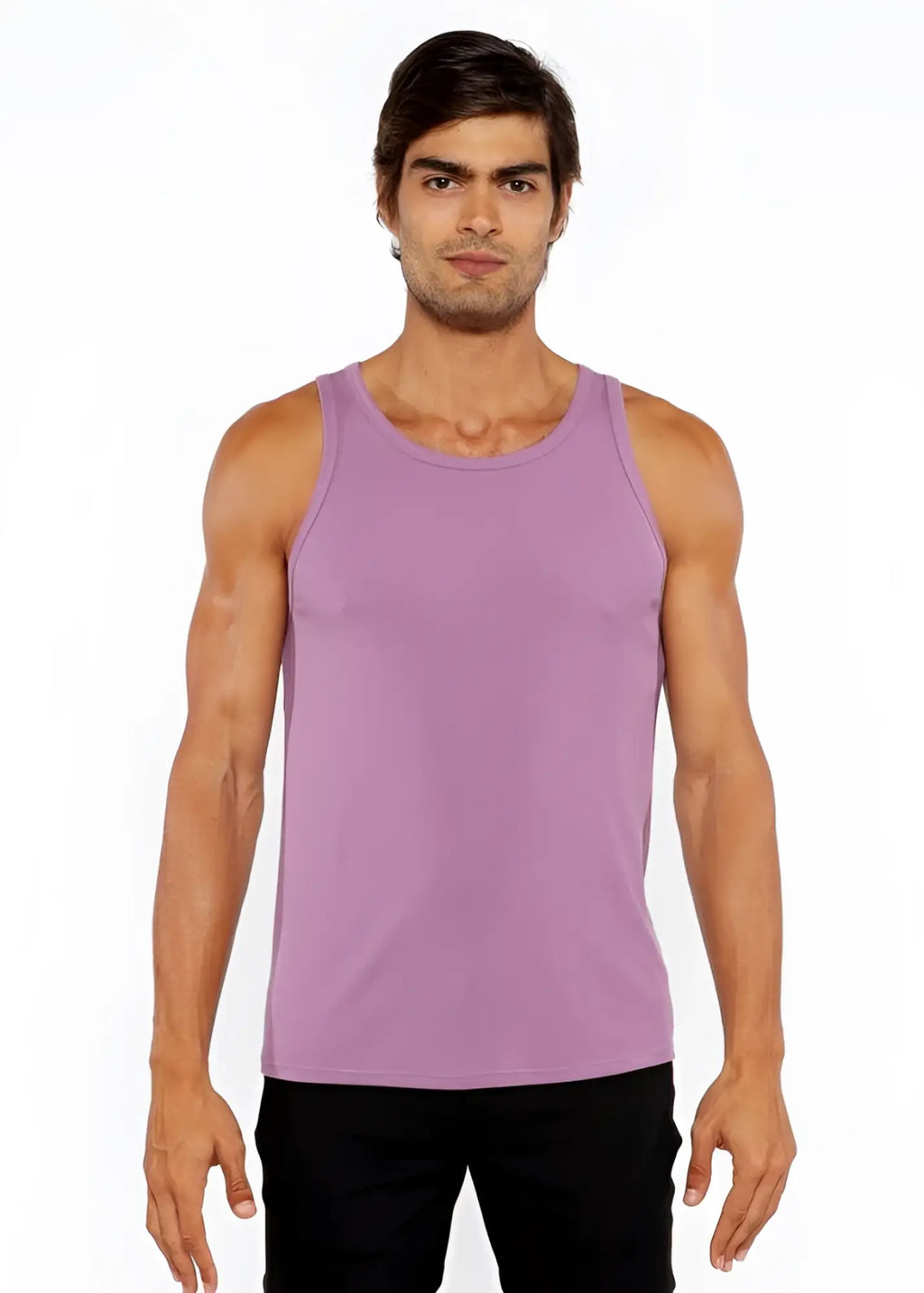 A soft lavender rib modal tank top with sleeveless design and smooth fabric for comfortable wear