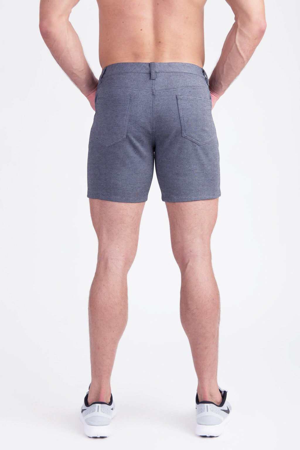 ST33LE Herren Stretch-Strick-Shorts – Grau (Heather Blue)