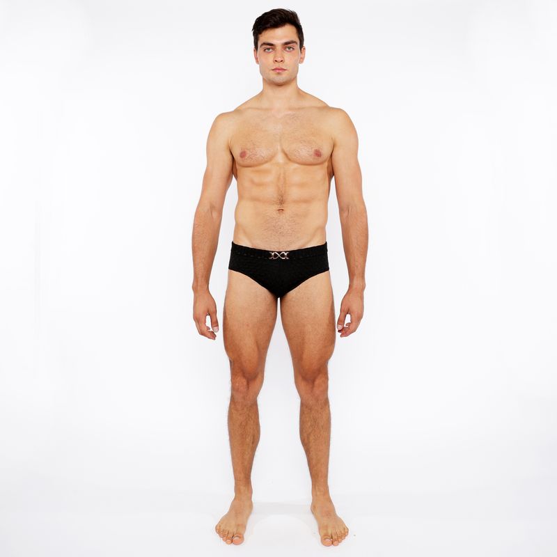 STRUKTURIERTE BADEHOSE MIT VORDERER SCHNALLE