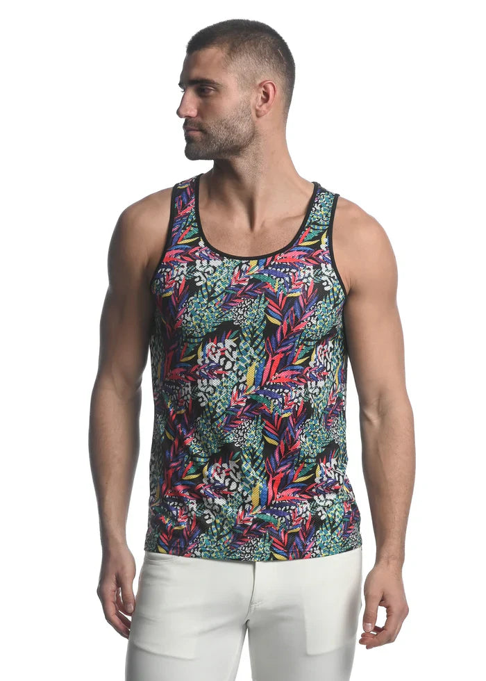 MESH-TANK MIT DSCHUNGEL-ABSTRAKTEM DRUCK