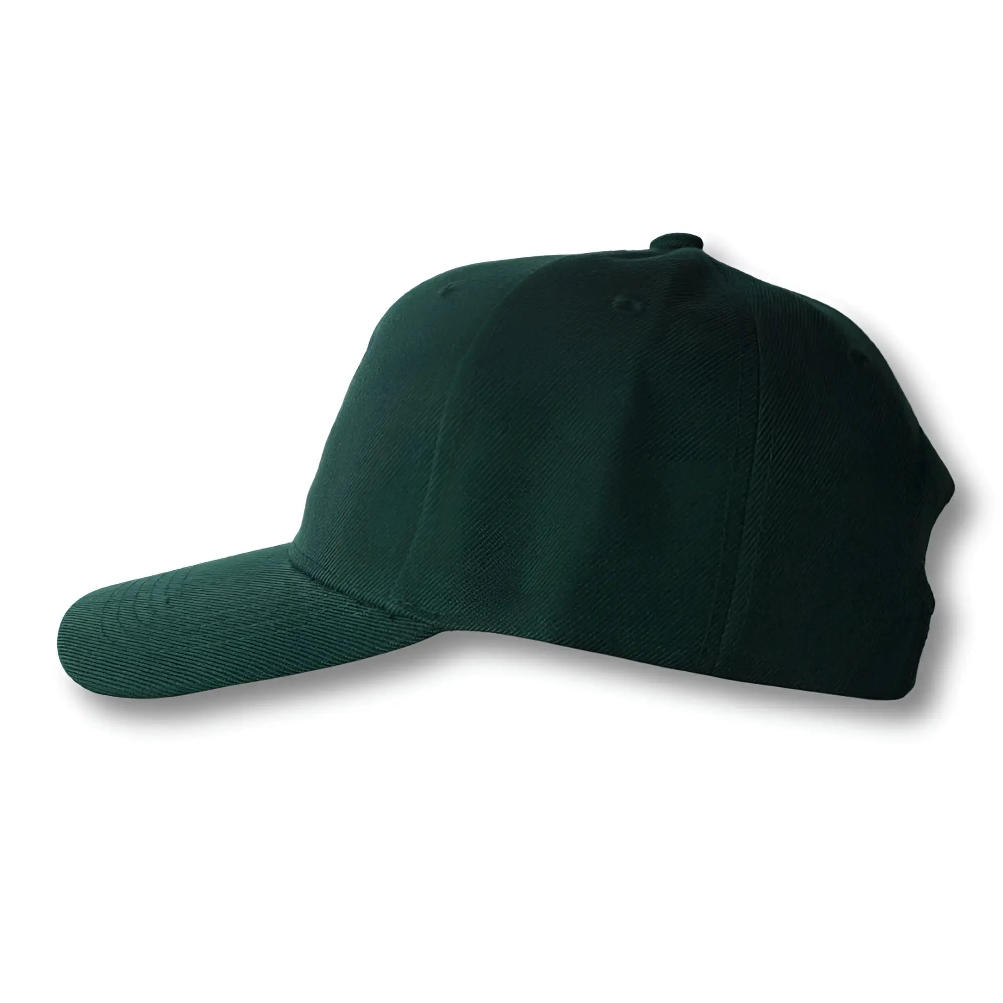 Dark green structured six-panel baseball cap with matching brim and stealth CA-RIO-CA logo embroidered on front