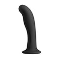 Strap U Heart On silicone dildo in matte black, featuring a smooth, curved, ergonomic design with a flared base.