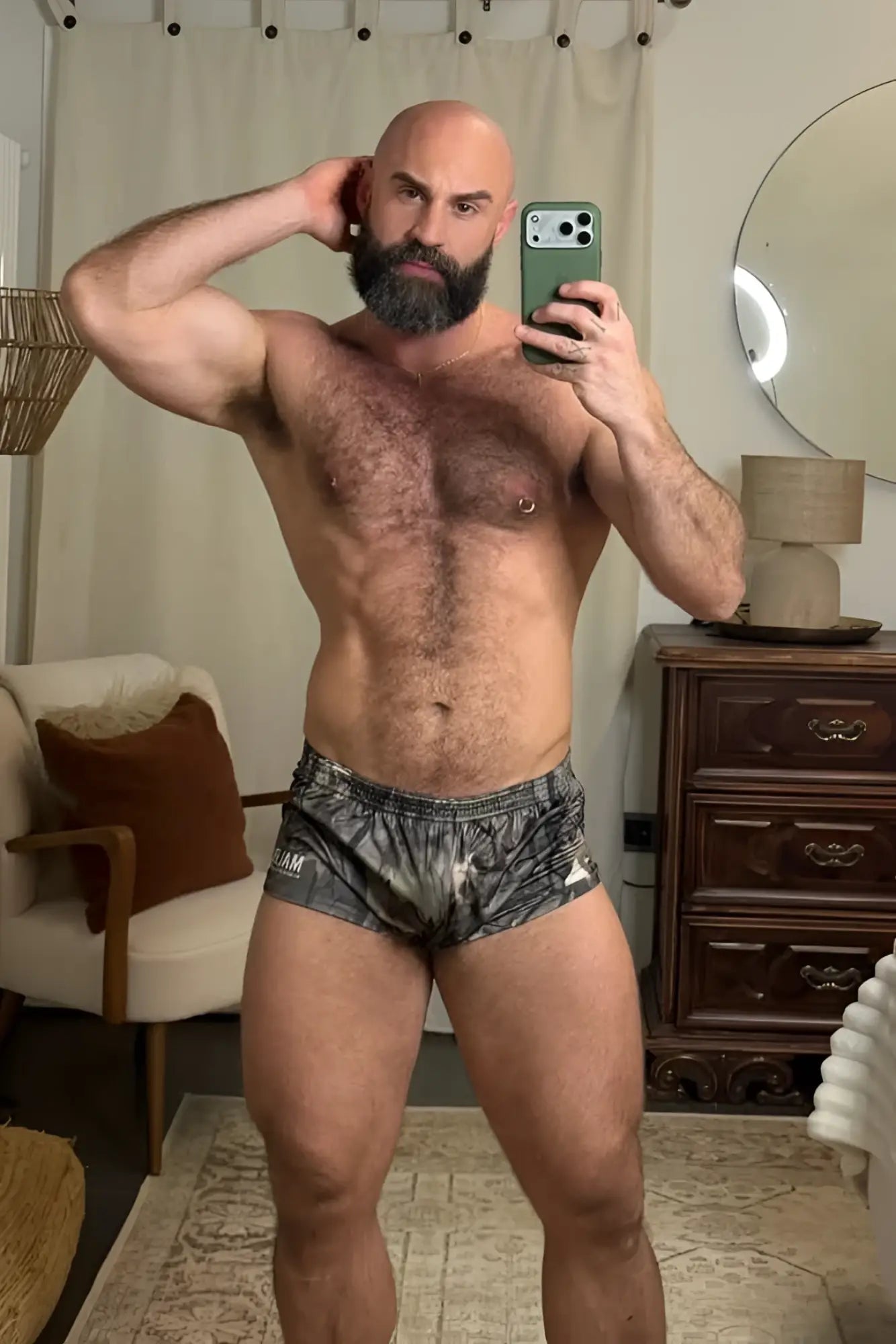 Stretch-It 2 athletic short shorts in gray and black leaf camo with gray and black camouflage pattern and white logo on left leg