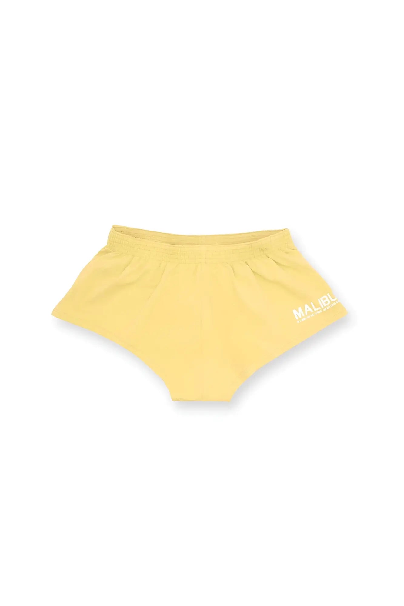 Yellow Malibu Stretch-It 2 inch short shorts for women with soft elastic waistband and subtle side branding