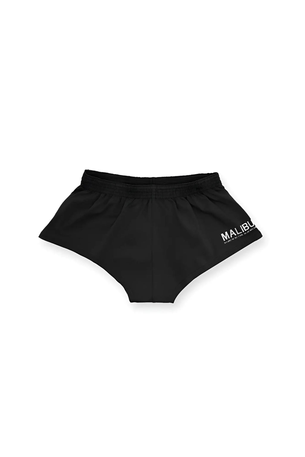 Black malibu stretch-it 2 inch short shorts in midnight black with sleek design and white logo on the side