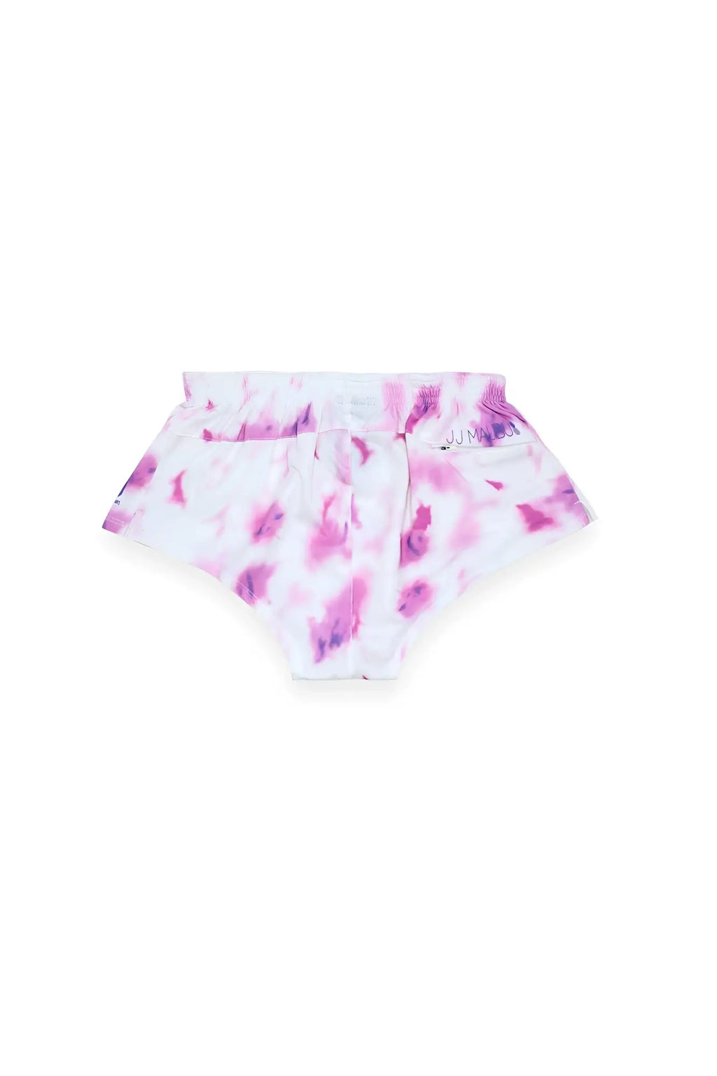 Stretch-it 2 inch short shorts in white and pink tie-dye with stretch fabric and drawstring waistband for comfort