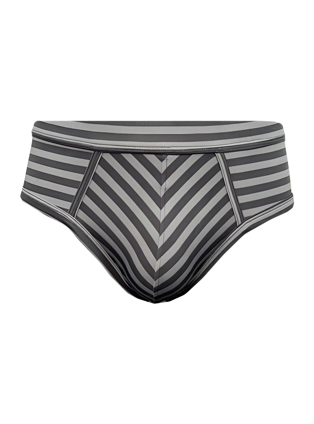 Stretch comfort brief gray and black striped men’s briefs with chevron pattern for all-day comfort and support