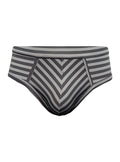 Stretch comfort brief gray and black striped men’s briefs with chevron pattern for all-day comfort and support