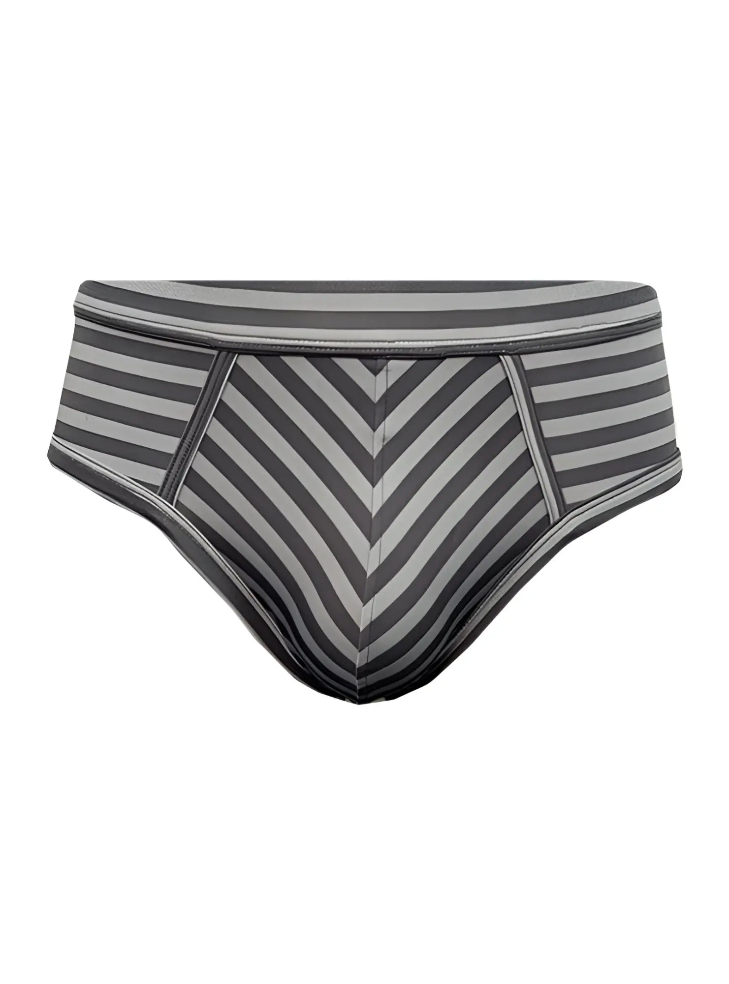 Stretch comfort brief gray and black striped men’s briefs with chevron pattern for all-day comfort and support