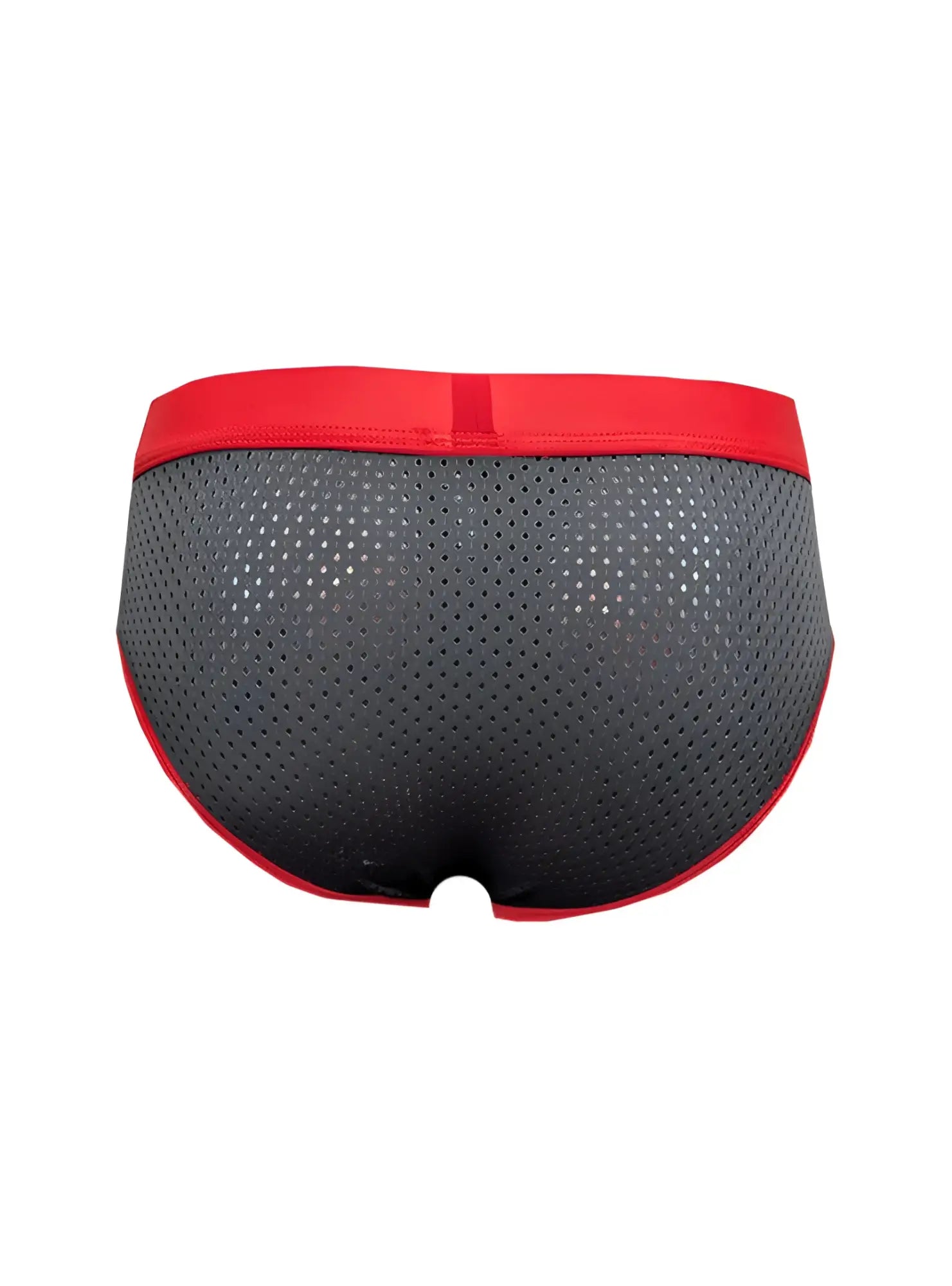 Stretch mesh brief black mesh briefs with red waistband and trim for comfortable breathable wear