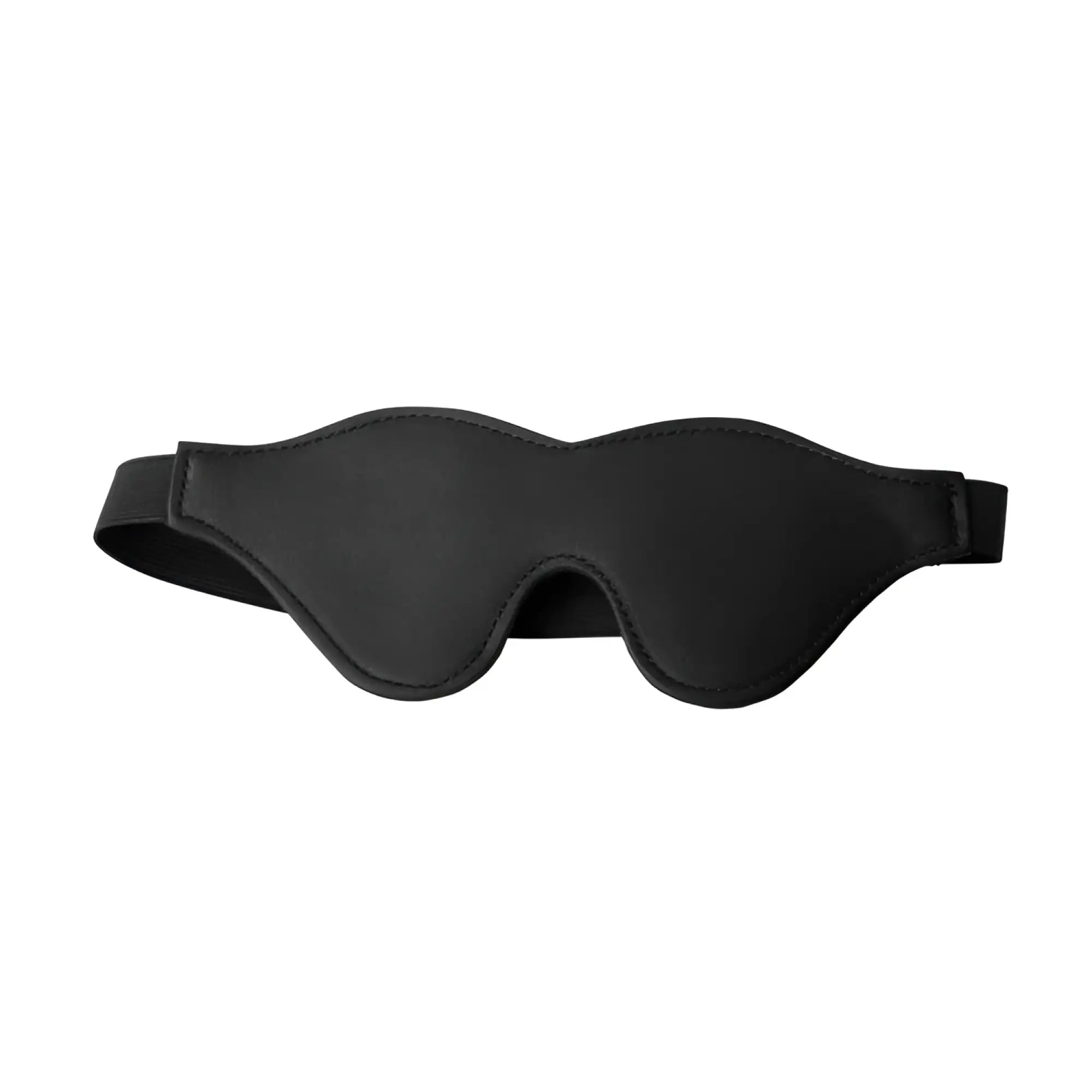 Strict Black Fleece Lined Blindfold: A contoured, matte black sleep mask with a black elastic strap.