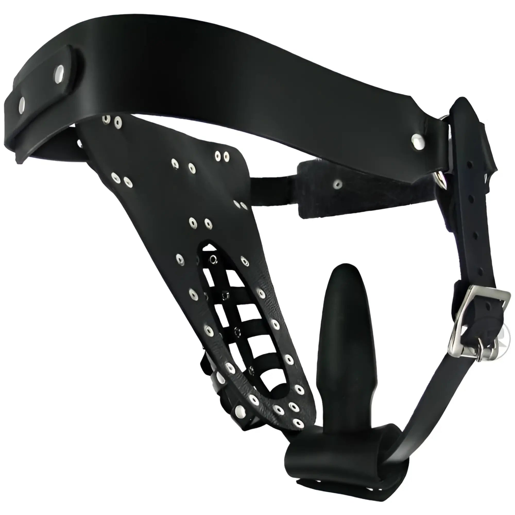 Strict Leather Leather Male Chastity Belt with Anal Plug Harness