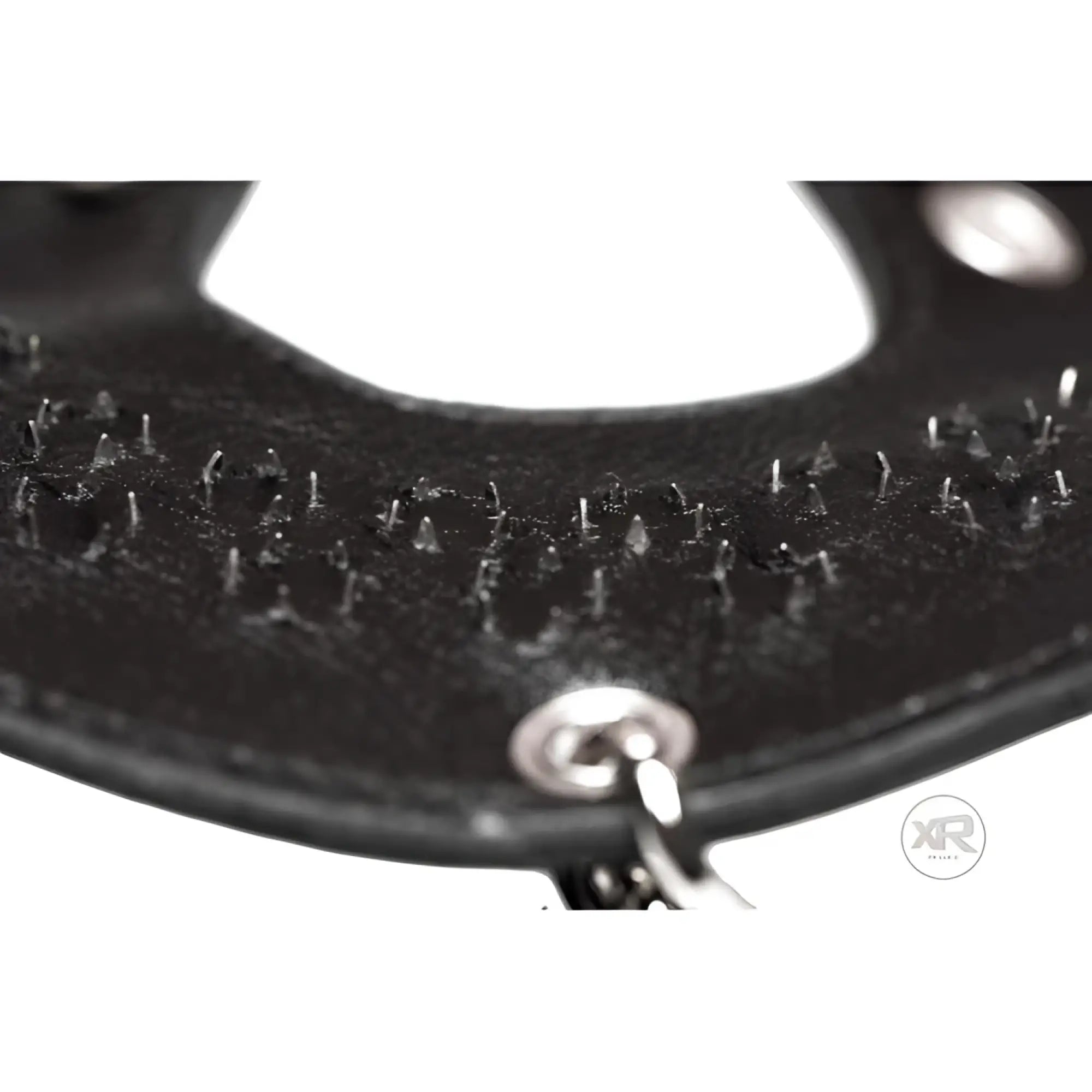Strict Leather Parachute Spiked Ball Stretcher: black leather collar featuring numerous interior metal spikes.