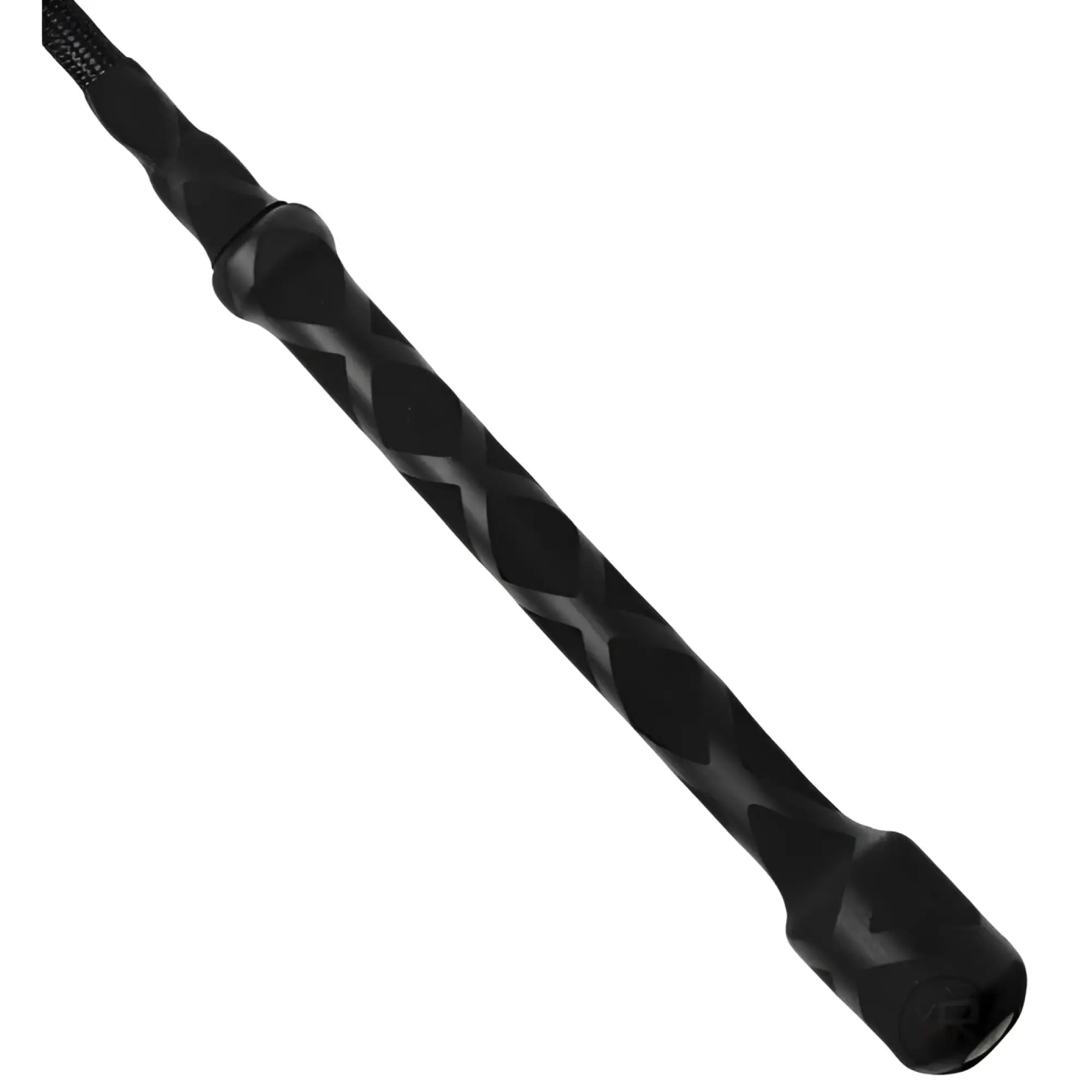 Strict Leather Short Riding Crop: A solid black, textured handle featuring a diamond pattern grip against a white background.