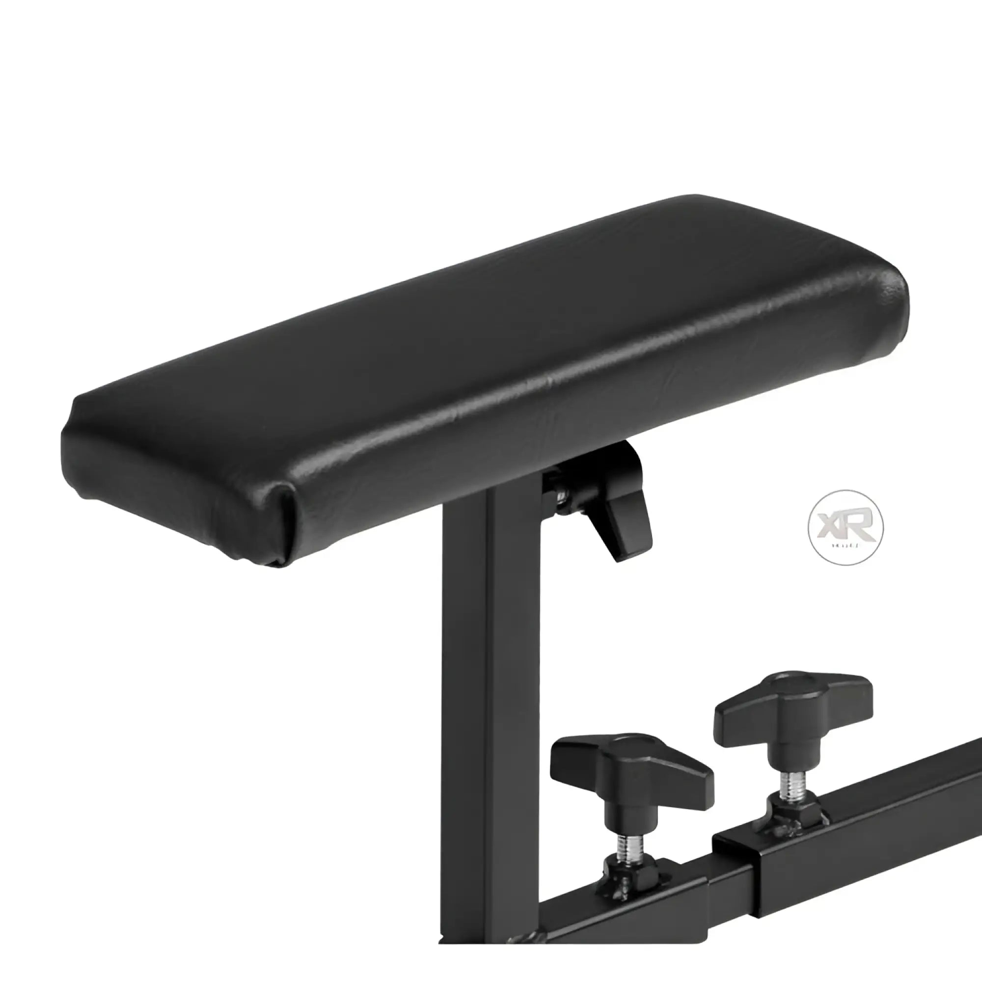 Strict Leather Stockade with a black padded chest rest and adjustable metal frame with tightening knobs.