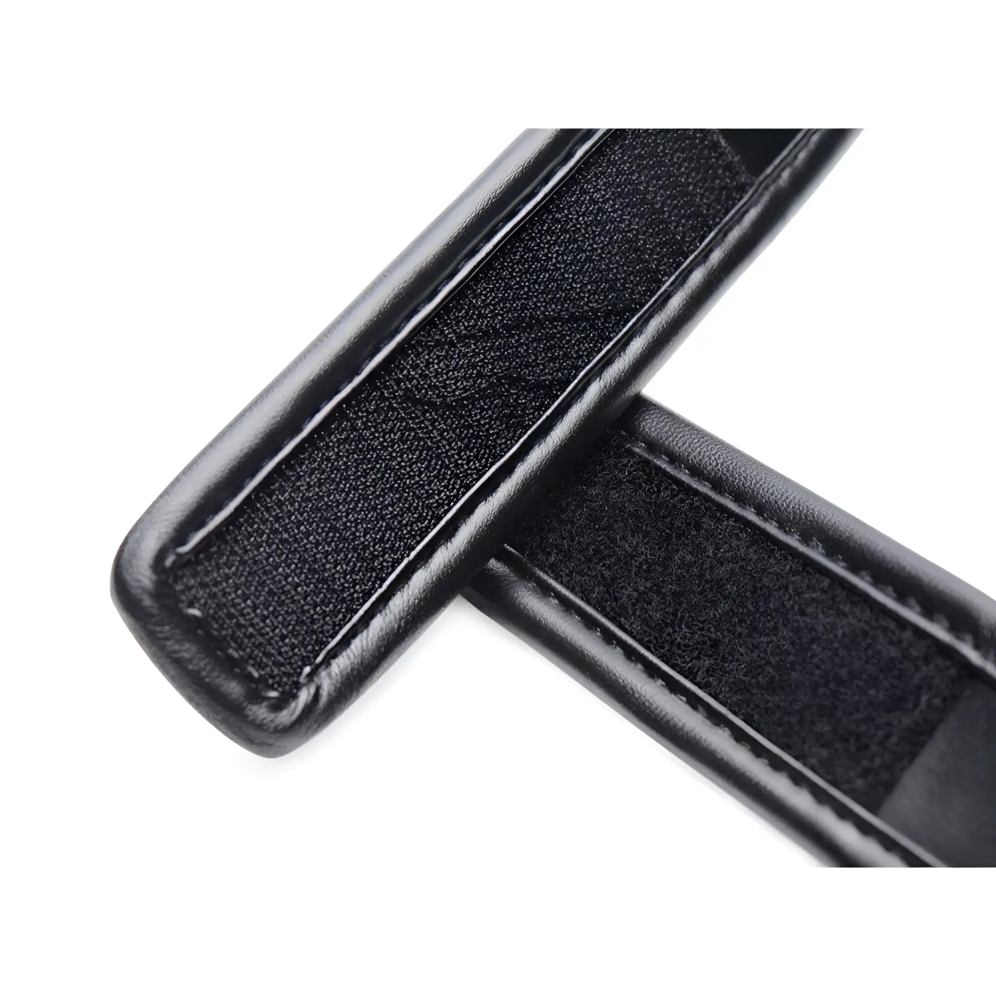 Strict Padded Blindfold and Gag Set featuring black faux leather straps with soft, textured Velcro-style lining.