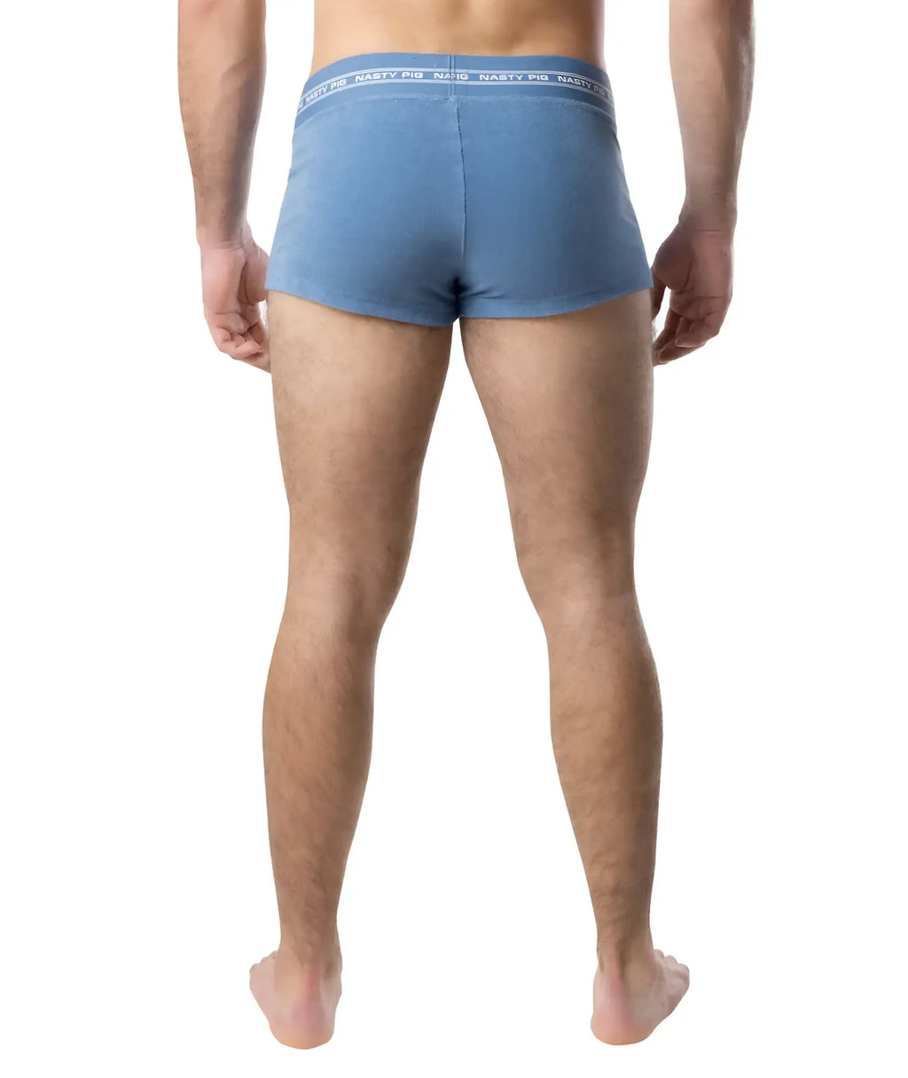 Blue nasty pig boxer briefs with white elastic waistband and Suite trunk short branding for comfortable support